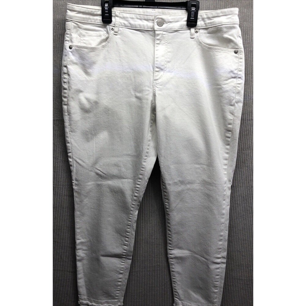 Ann Taylor Loft Denim Jeans Size 32/14 Curve Skinny White Raw Edge